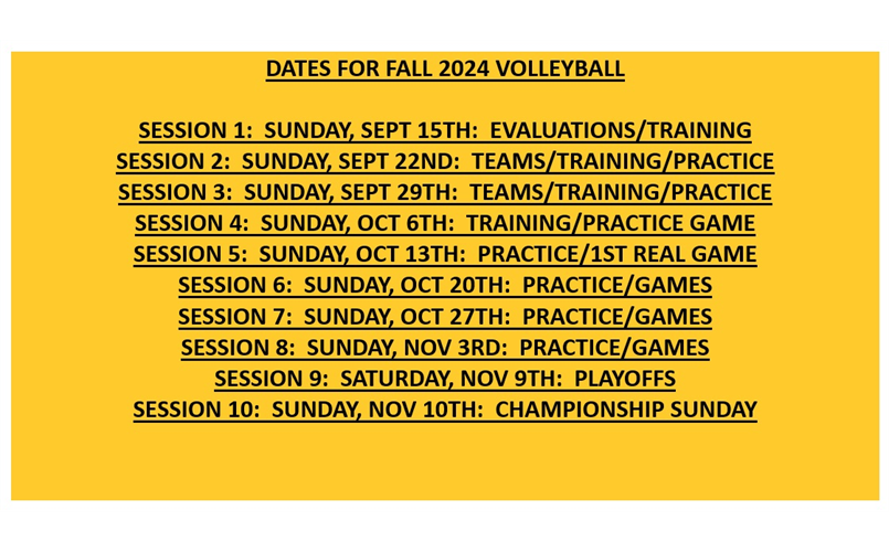 FALL 2024 SEASON DATES