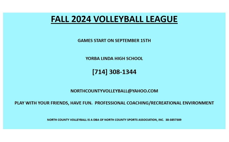 WELCOME TO FALL 2024 VOLLEYBALL